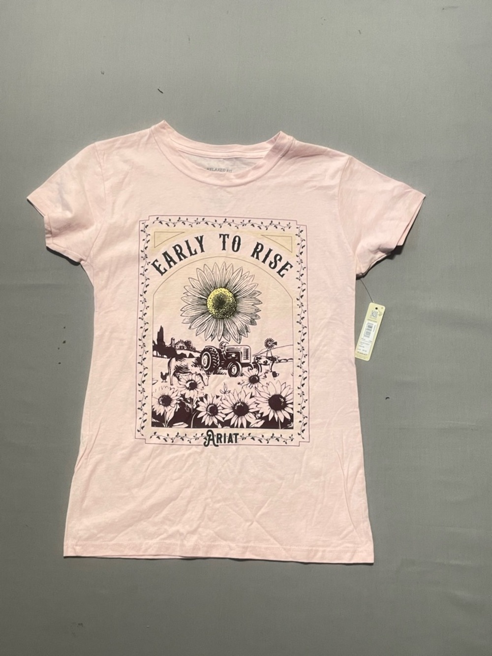 Ariat Light Pink Sunflower Tractor Graphic Tee